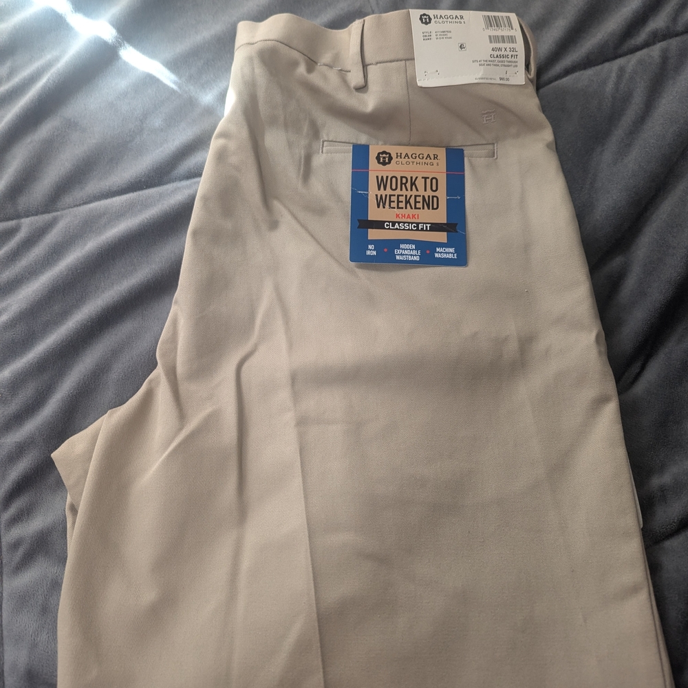 Haggar Men's Classic Fit Pants - Tan 40x32